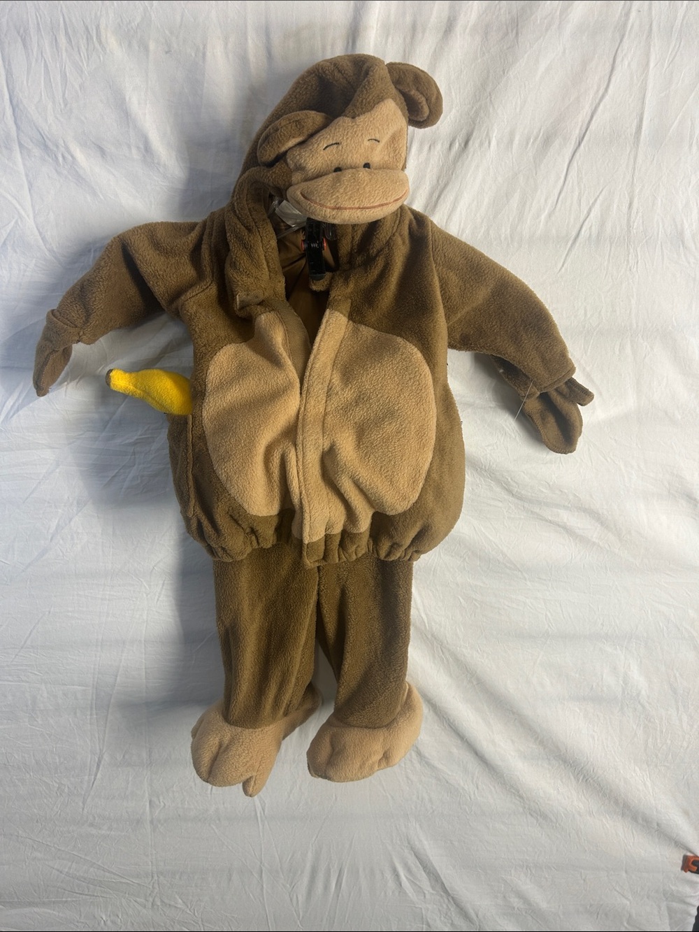 Old Navy Brown Monkey Costume with Plush Hood and Yellow Banana Tail